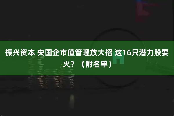 振兴资本 央国企市值管理放大招 这16只潜力股要火？（附名单）