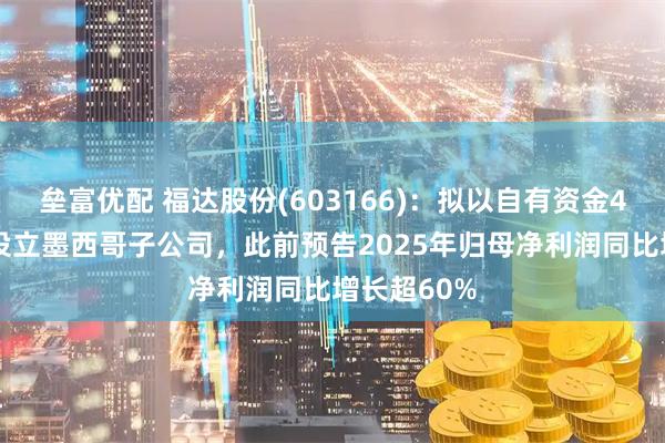 垒富优配 福达股份(603166)：拟以自有资金400万美元设立墨西哥子公司，此前预告2025年归母净利润同比增长超60%
